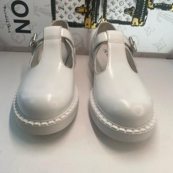 New Authentic PRADA  Spazzolato Mens Mary Jane T Strap 40mm Loafers - Picture 4 of 10